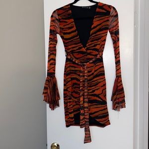 Orange zebra striped dress